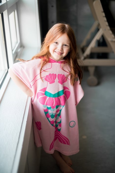 Prosop de baie cu gluga, Poncho, Zoocchini, 64x58cm, 2-6 ani, Sirena [2]