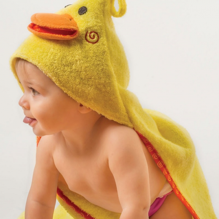 Prosop de baie cu gluga, Zoocchini, 76x76cm, Happy Duck [4]