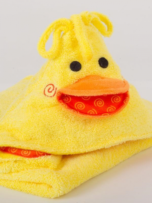 Prosop de baie cu gluga, Zoocchini, 76x76cm, Happy Duck [3]