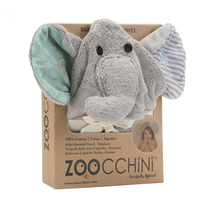 Prosop de baie cu gluga, Zoocchini, 76x76cm, Happy Elephant [2]