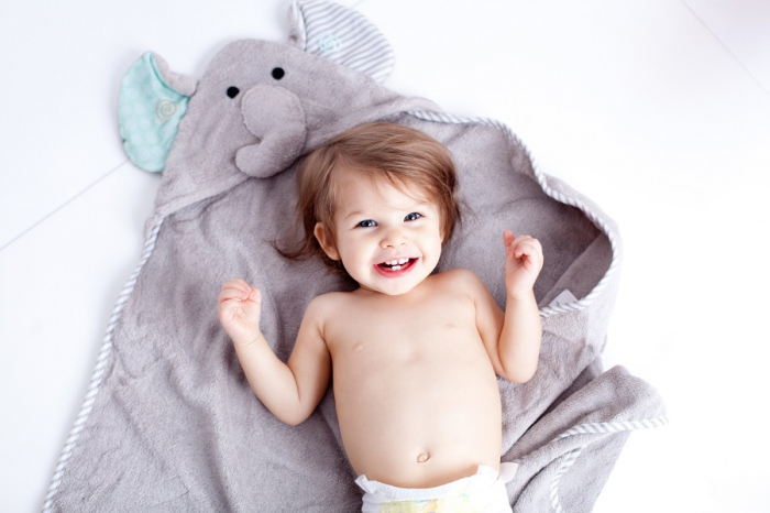 Prosop de baie cu gluga, Zoocchini, 76x76cm, Happy Elephant [4]