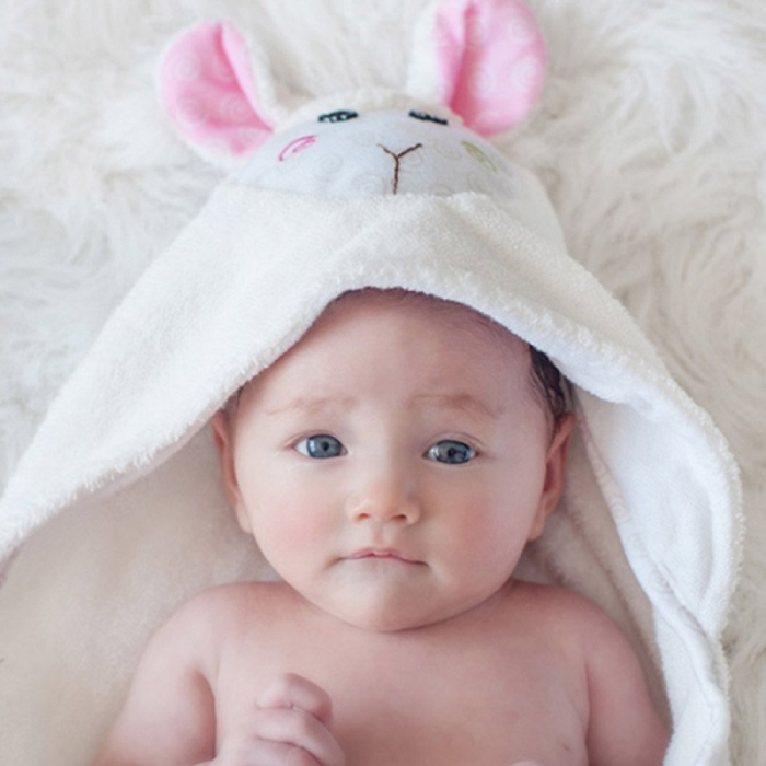 Prosop de baie cu gluga, Zoocchini, 76x76cm, Happy Lamb [3]