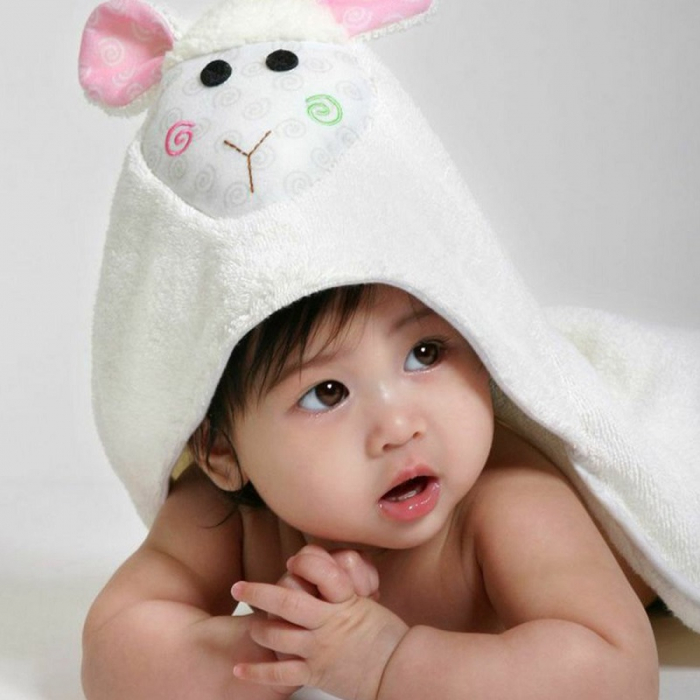 Prosop de baie cu gluga, Zoocchini, 76x76cm, Happy Lamb [4]