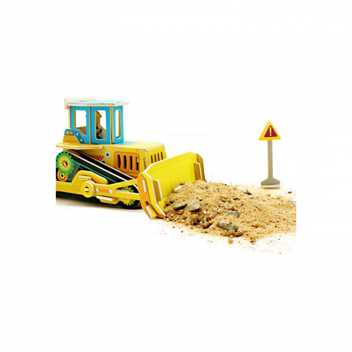 Puzzle 3D Buldozer, Robotime, Lemn, 35 piese, VE205 [2]
