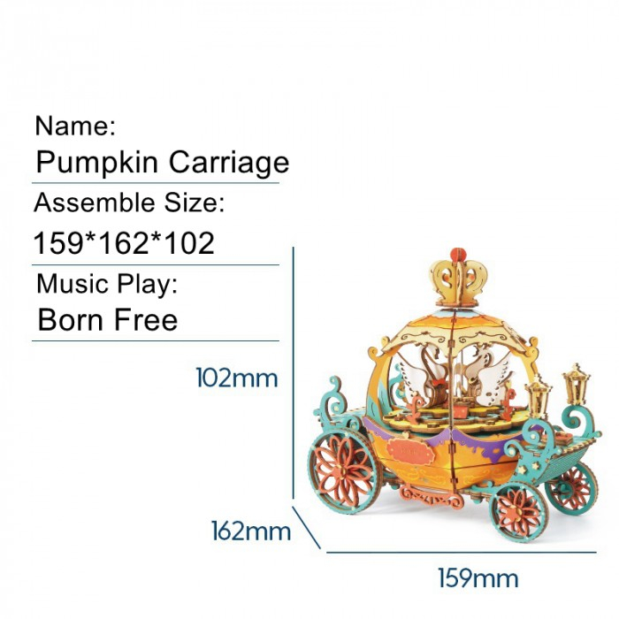 Puzzle 3D Cutie Muzicala, Pumpkin Carriage, Lemn, 165 de piese [3]