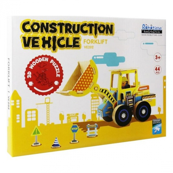 Puzzle 3D Stivuitor, Robotime, Lemn, 44 piese, VE202 [2]
