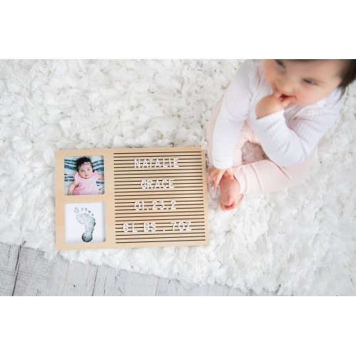 Rama foto cu amprenta si litere pentru personalizare pentru bebelusi [4]
