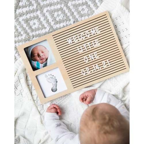 Rama foto cu amprenta si litere pentru personalizare pentru bebelusi [2]