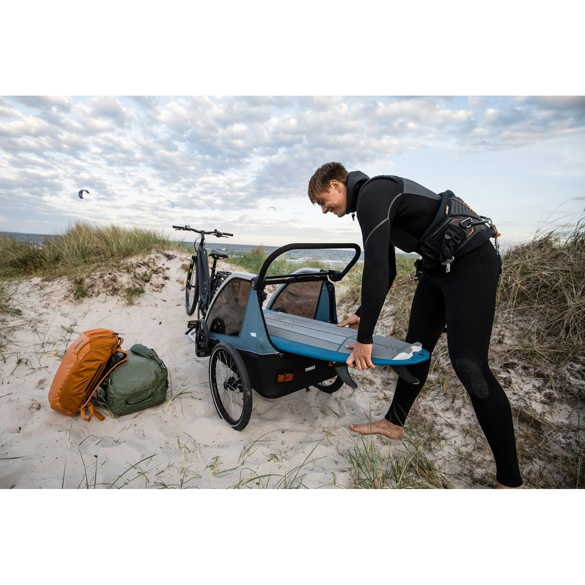 Remorca de bicicleta pentru transport copii, Thule, Courier, Aegean Blue, 2 locuri [5]