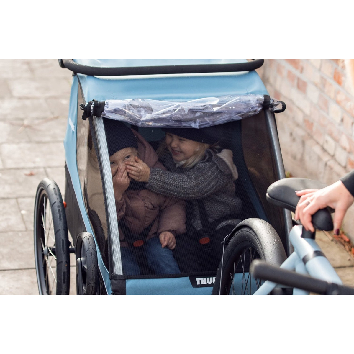 Remorca de bicicleta pentru transport copii, Thule, Courier, Aegean Blue, 2 locuri [3]