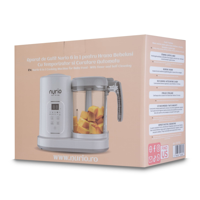 Robot de Gătit Nurio 6-în-1 pentru Hrana Bebe – Temporizator & Curățare Automată [7]