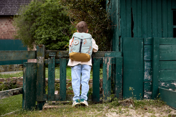 Rucsac copii mare LÄSSIG Nature Outdoor, impermeabil, 14L, husă ploaie + șezut, eco, personalizabil [3]