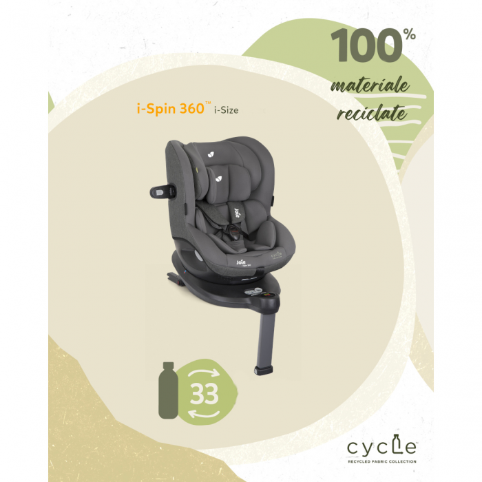 Scaun auto i-Spin 360° Shell Gray, Colectia Cycle, nastere - 105 cm, testat ADAC si testat Suplimentar la impact lateral, frontal si din spate [4]