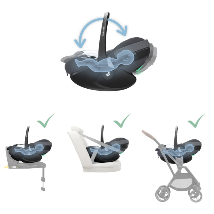 Scaun Auto tip Scoica I-Size Maxi-Cosi PEBBLE 360 PRO2 de la nastere la 15 luni Twillic Graphite [18]