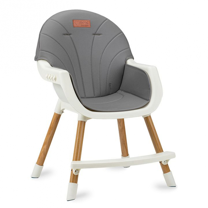 Scaun de masa copii Momi Flovi, Piele ecologica, Dark Grey [4]
