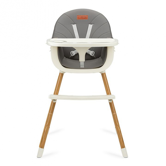 Scaun de masa copii Momi Flovi, Piele ecologica, Dark Grey [2]