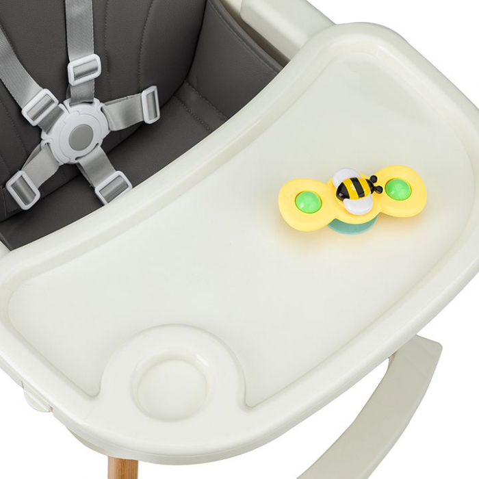 Scaun de masa copii Momi Flovi, Piele ecologica, Dark Grey [6]