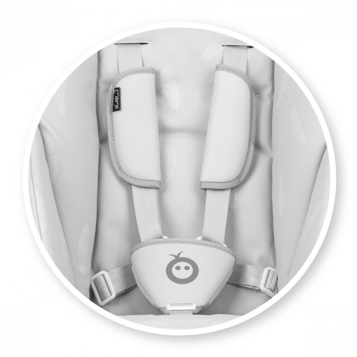 Scaun de masa copii Momi Luxuria, Piele ecologica, Light Grey [3]