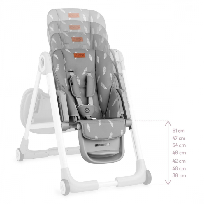 Scaun de masa copii Momi Luxuria, Piele ecologica, Light Grey [6]
