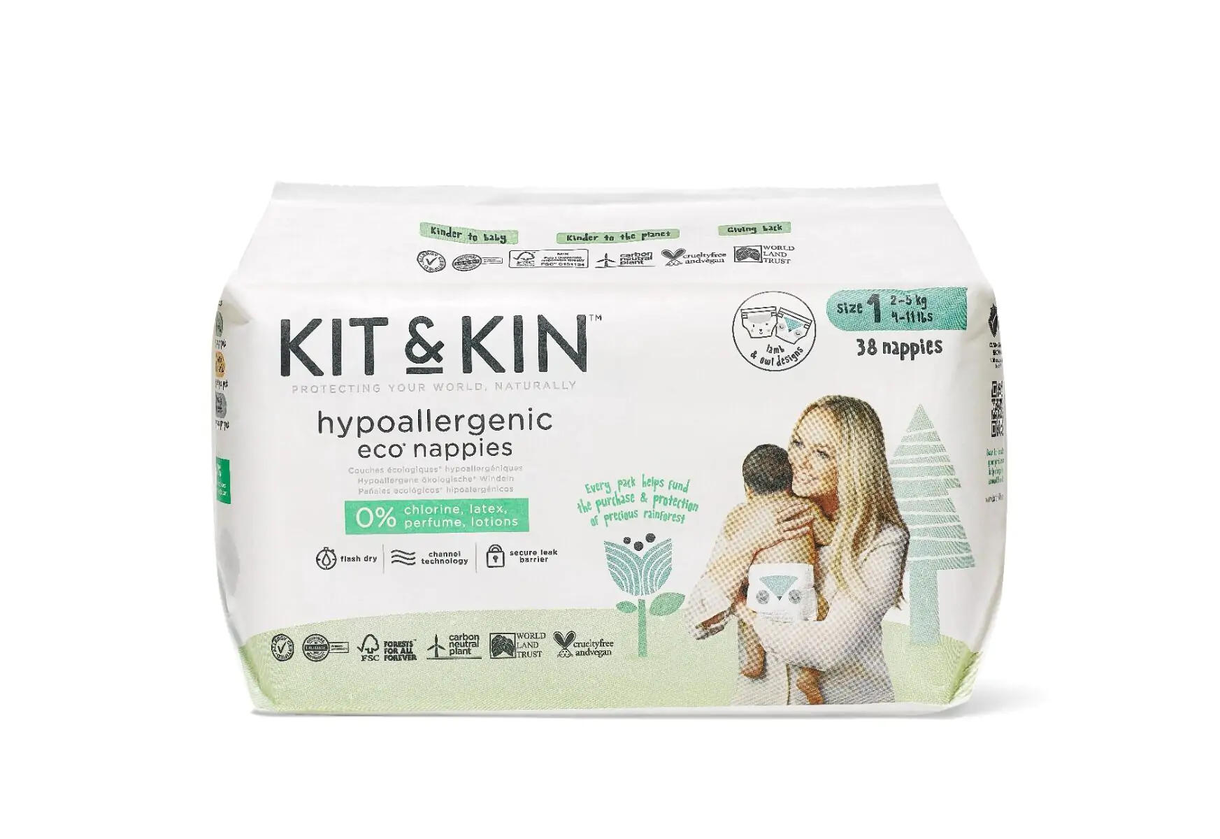 Scutece Hipoalergenice Eco Kit&Kin, Marimea 1 - 152 buc , protectie pana la 12 ore - (2-5 kg) [7]