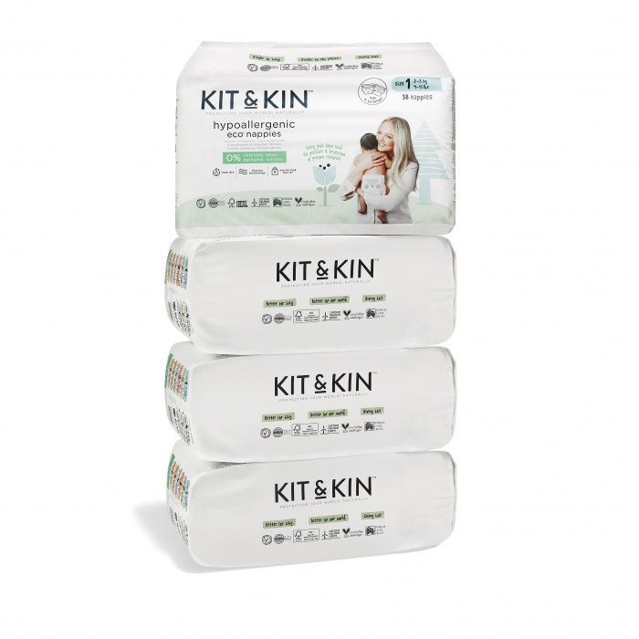 Scutece Hipoalergenice Eco Kit&Kin, Marimea 1, 2-5 kg, 152 buc [3]