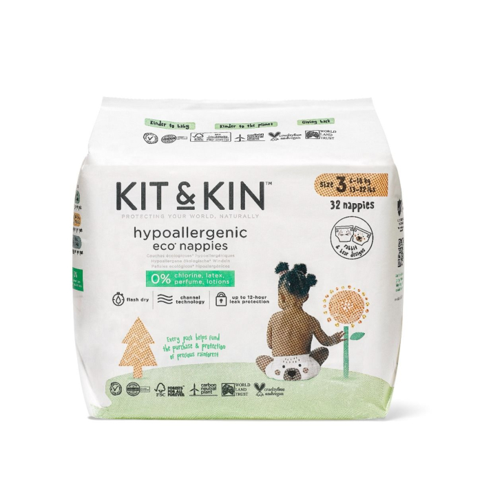 Scutece Hipoalergenice Eco Kit&Kin, Marimea 3, 6-10 kg , 128 buc [3]