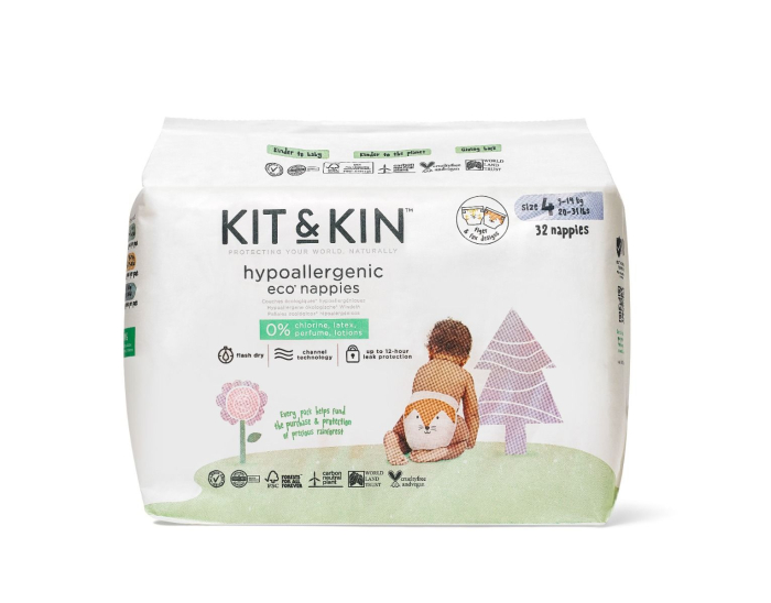 Scutece Hipoalergenice Eco Kit&Kin, Marimea 4, 9-14 kg , 128 buc [3]