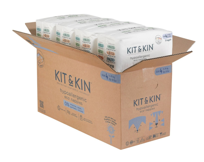 Scutece Hipoalergenice Eco Kit&Kin, Marimea 4, 9-14 kg , 128 buc [2]