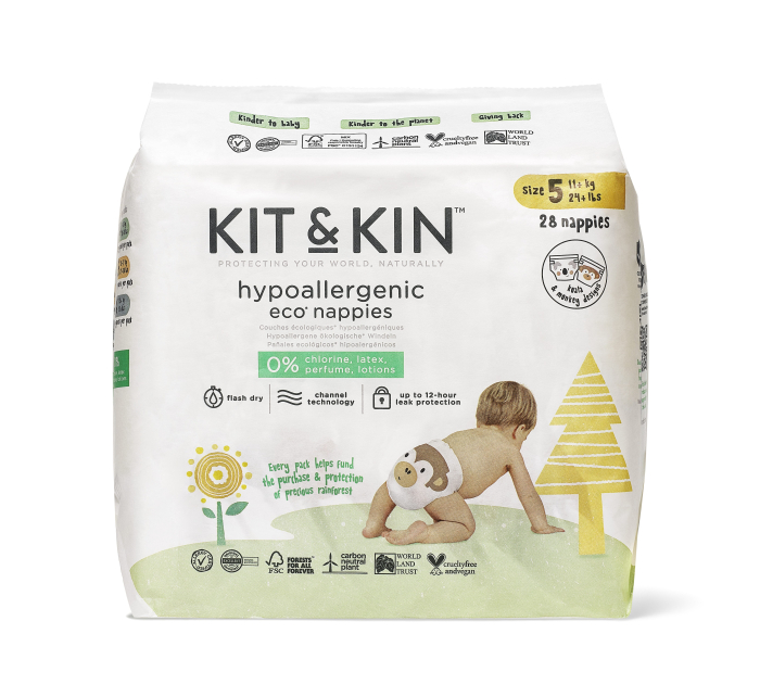 Scutece Hipoalergenice Eco Kit&Kin, Marimea 5, 11 kg+ , 112 buc [2]