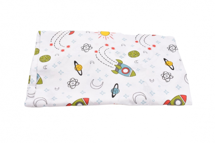 Set 2 cearsafuri patut 120x60 cm bumbac 100% alb rachete [2]