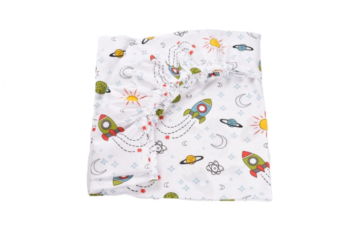 Set 2 cearsafuri patut 120x60 cm bumbac 100% alb rachete [4]