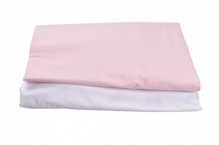 Set 2 cearsafuri patut 120x60 cm bumbac 100% alb roz [1]