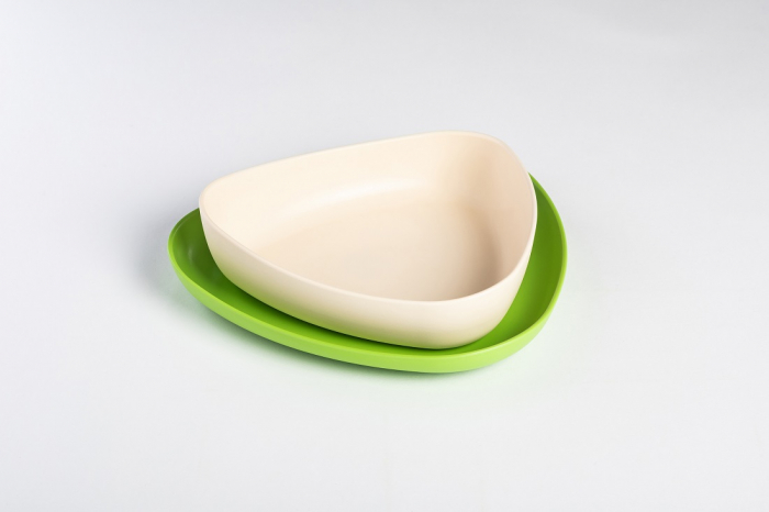 Set 2 farfurii, eKoala, BIOplastic, White/Green [3]