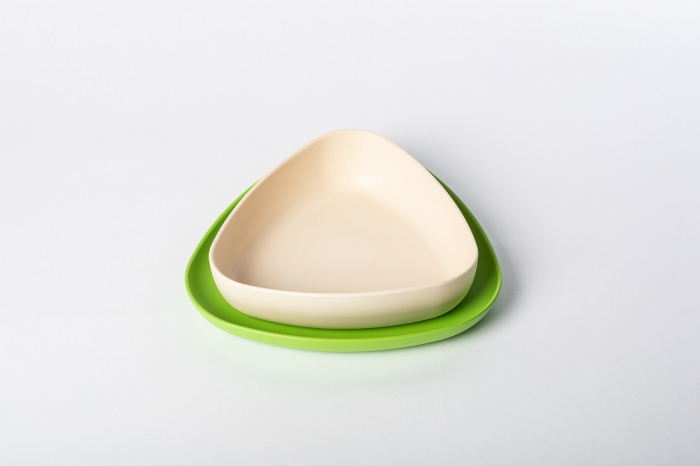 Set 2 farfurii, eKoala, BIOplastic, White/Green [2]