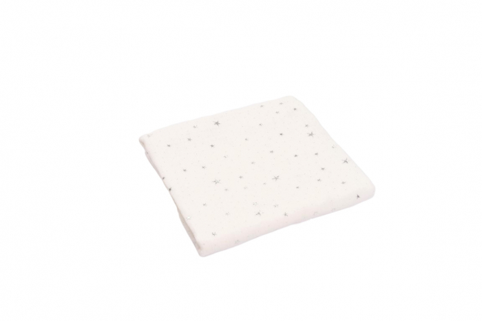 Set 2 museline bumbac organic bleu si crem cu stelute 80x80 cm [2]