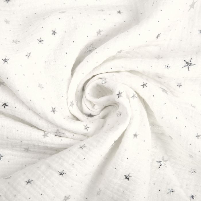 Set 2 museline bumbac organic crem si roz cu stelute 80x80 cm [4]