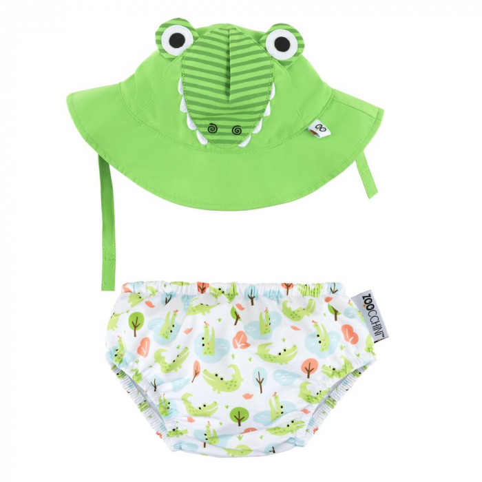 Set chilotel de baie si palarie, Marimea S, UPF 50+, Zoocchini, Alligator [2]
