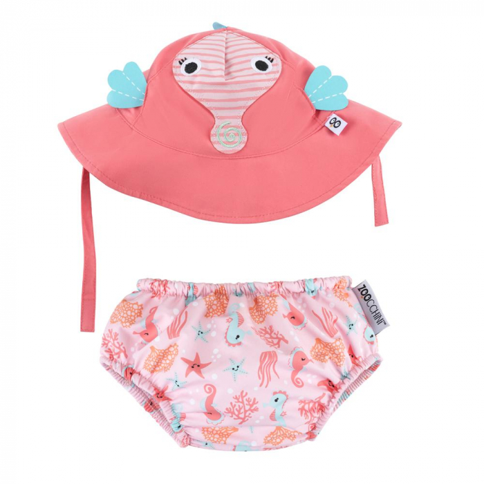 Set chilotel de baie si palarie, Marimea S, UPF 50+, Zoocchini, Seahorse [2]