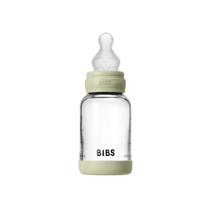 Set complet biberon din sticla anticolici cu tetina din silicon flux lent, 120 ml, Sage [1]