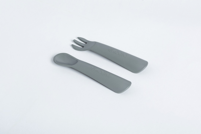 Set lingurita si furculita, eKoala, BIOplastic, Grey [2]