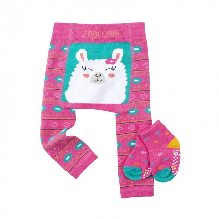 Set pantaloni si soseste antiderapante, Zoocchini, 12-18 Luni â€“ Lama [3]
