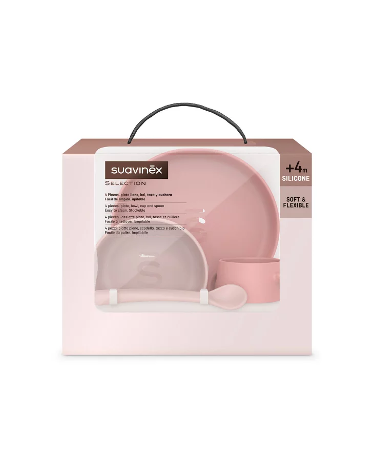 Set pentru alimentare Suavinex  | silicon | verde | +4 luni | Colour Essence [7]