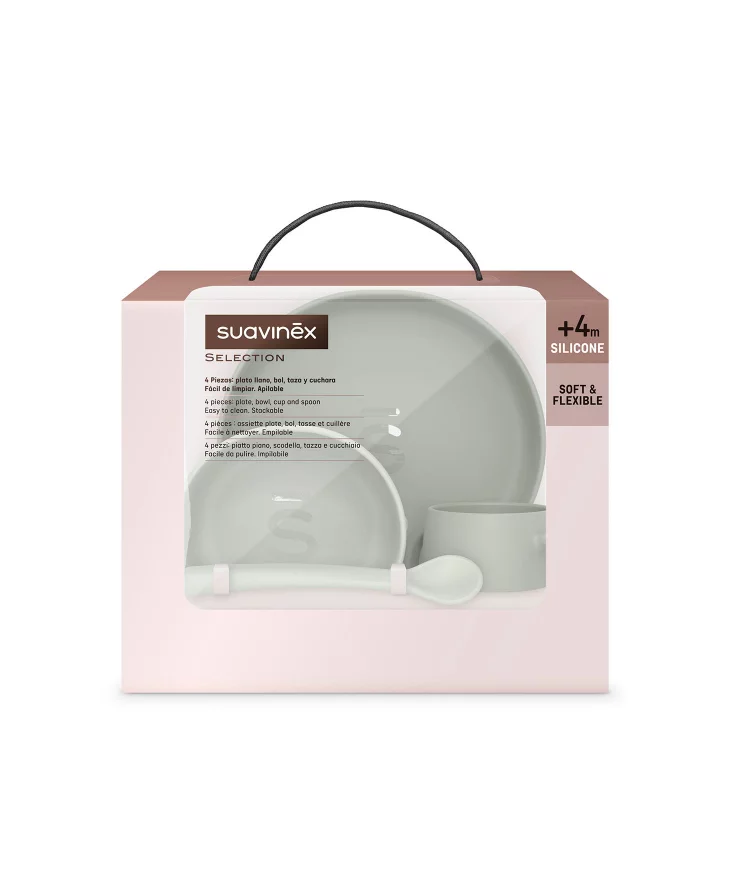 Set pentru alimentare Suavinex  | silicon | verde | +4 luni | Colour Essence [2]