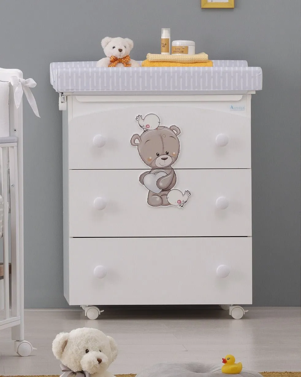 Set pentru camera bebelului Patut si comoda multifuncionala cu salteluta de infasat, cadita detasabila, trei sertare [3]