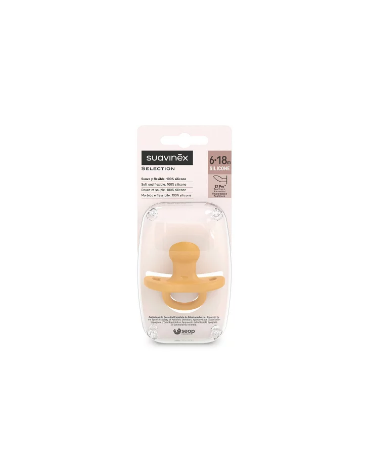 Suzetă anatomică 100% din silicon SX Pro | 6-18 luni | galben muștar | Colour Essence [3]