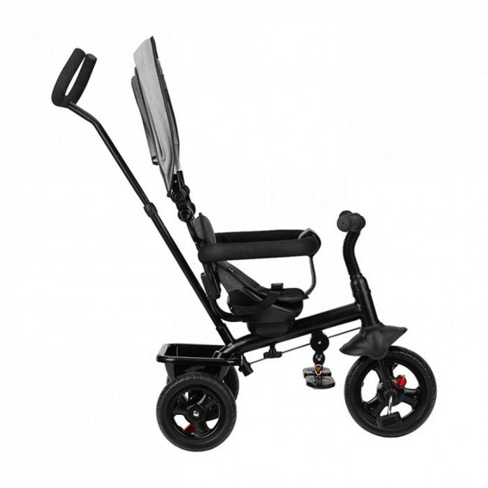 Tricicleta 5 In 1, MoMi IRIS Grey, Scaun Rotativ 360°, Suport Pentru Picioare Detasabil, Maner Telescopic, Cos Pentru Jucarii, Materiale Usor De Curatat [8]