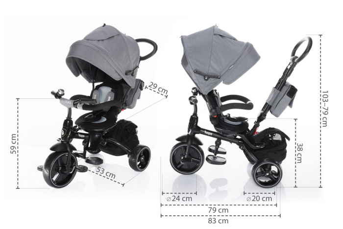 Tricicleta 6 moduri de utilizare Citi Trike Foggy Grey [5]