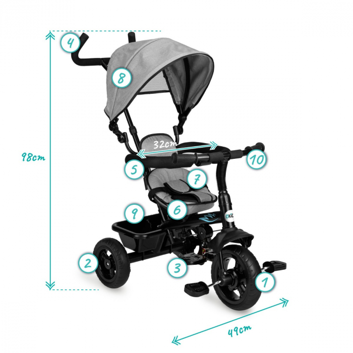Tricicleta Momi, MILA 5 in 1, Grey [2]