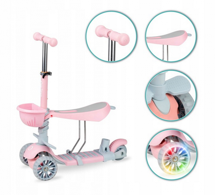 Trotineta 3 In 1 ILI Pink, Cu 3 Roti, [2]