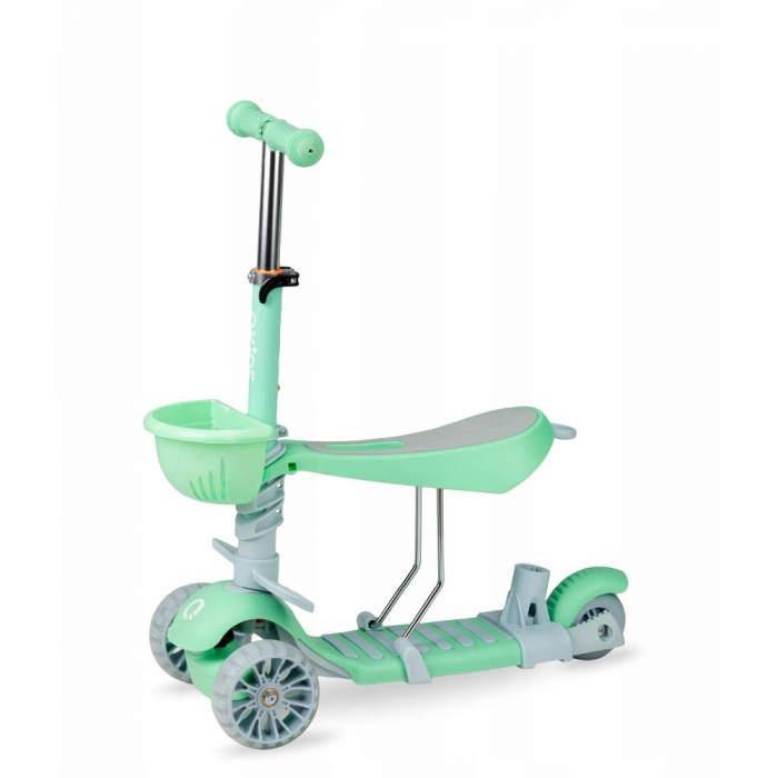 Trotineta 3 in 1, QKIDS, ILI  Green, cu 3 roti, Maner pentru parinte, Scaun reglabil pe 3 trepte, Frana flexbrake, Cos pentru accesorii, Pliabila [3]